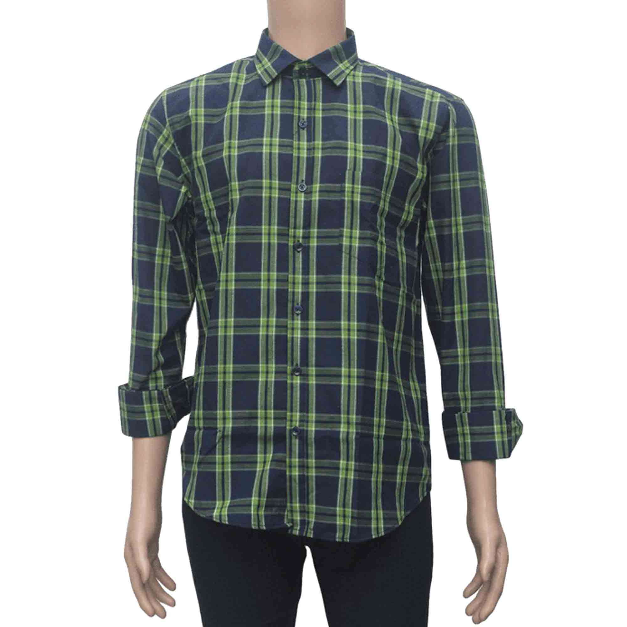 BOYS CHECK PRINT SHIRT F/S (M/XXL)