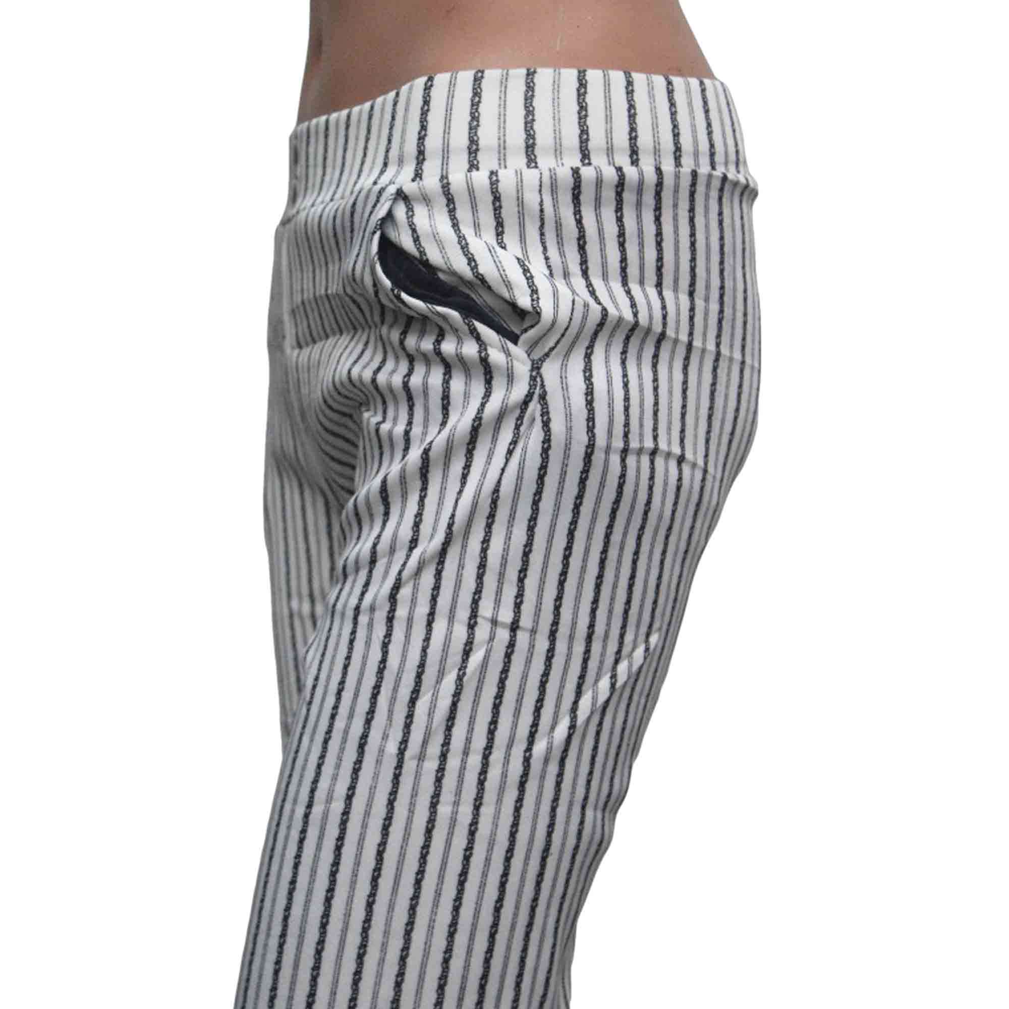 GIRLS PM 2 PKT WHITE STRIPE JEGGINGS