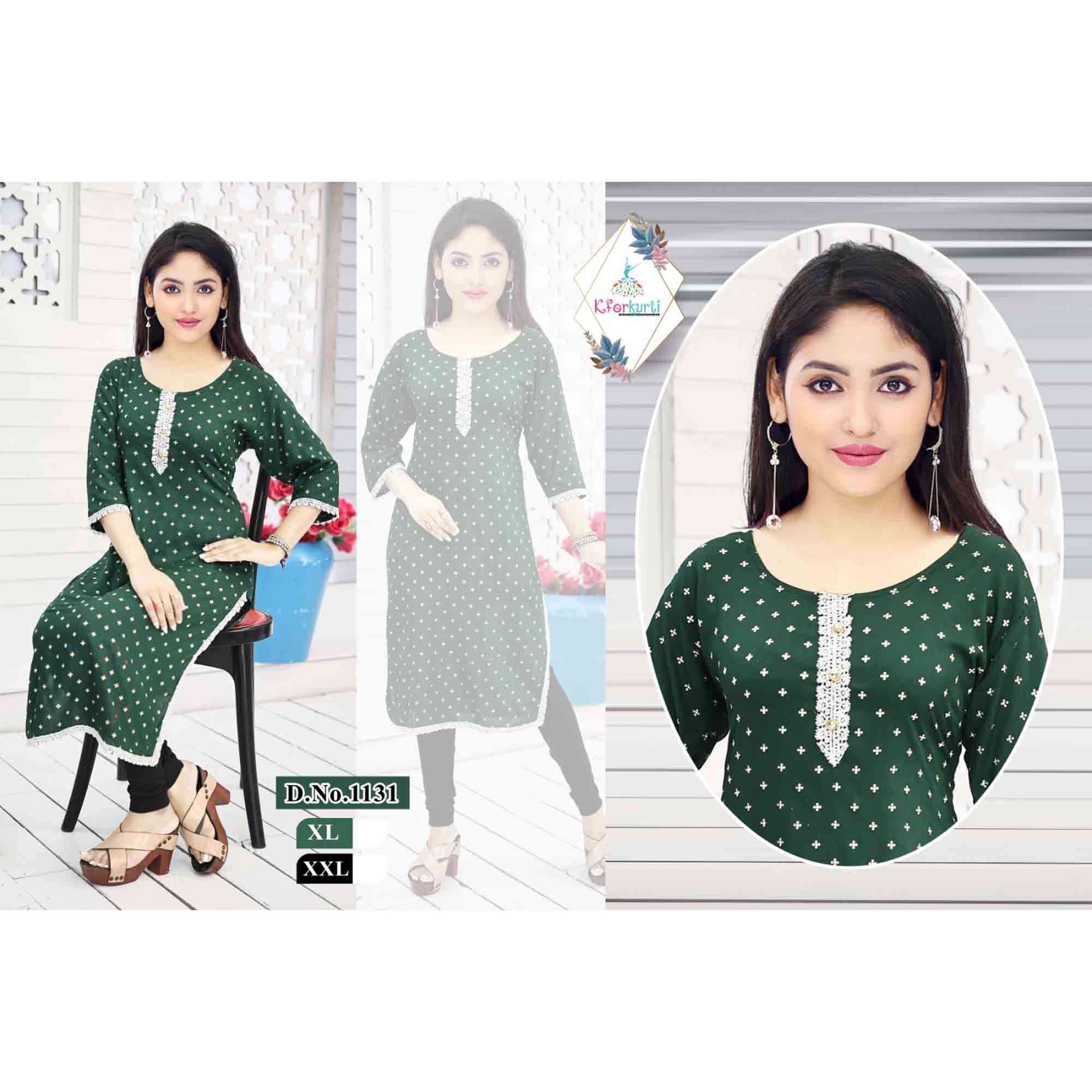 KURTI WHITE LACE PRINT XL