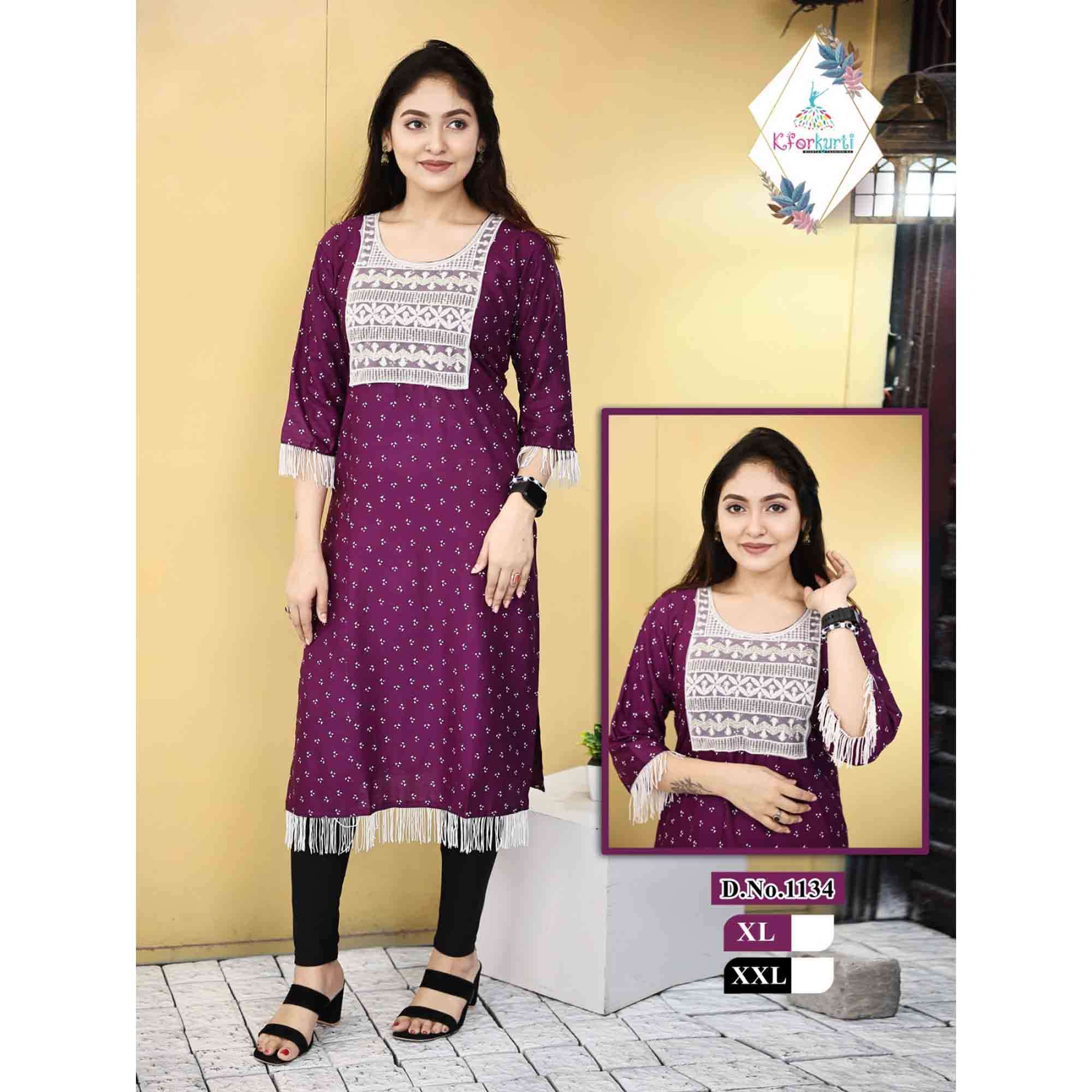 KURTI NECKLACE + JHURI LACE PRINT XL