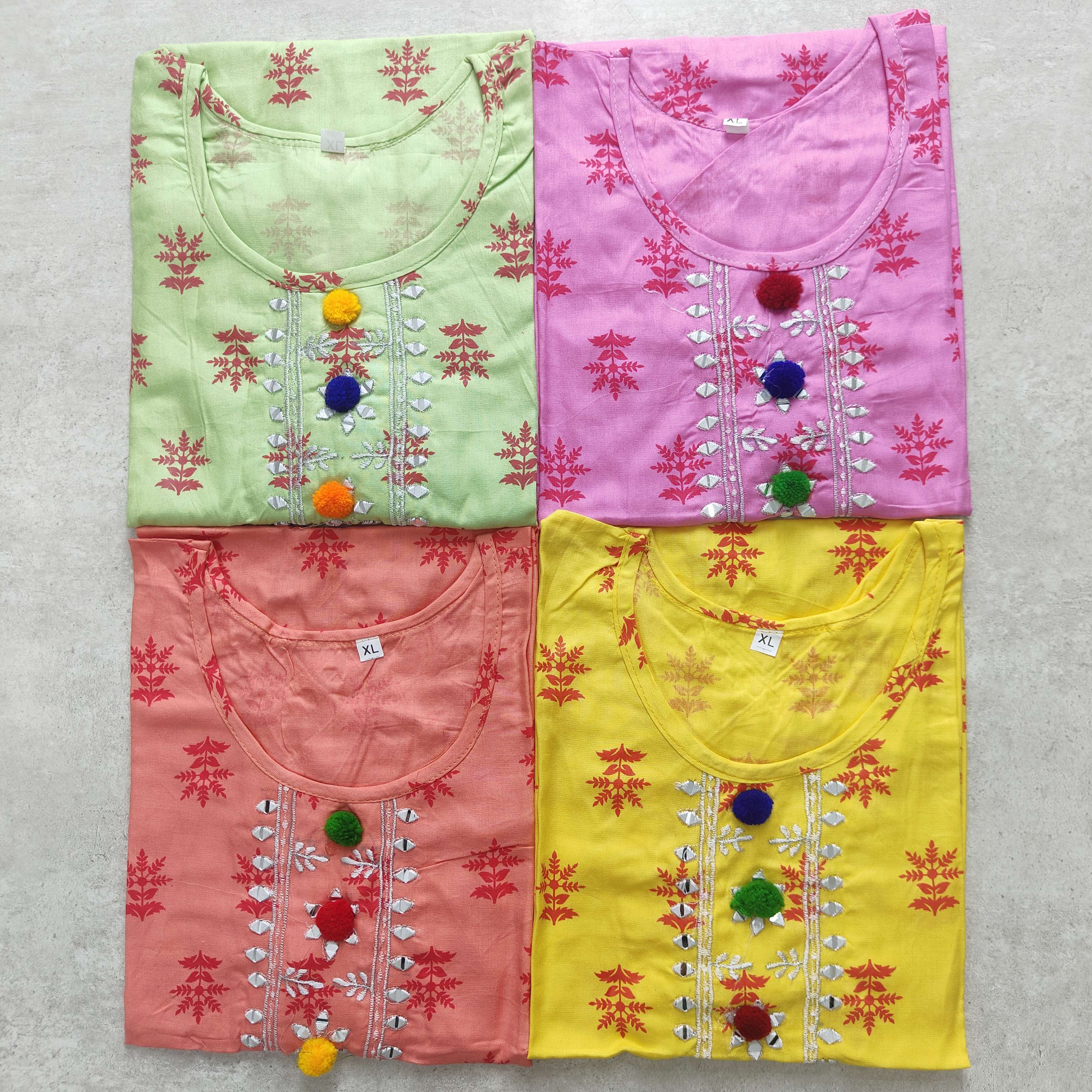 KURTI MIRROR POMPOM PRINT XL