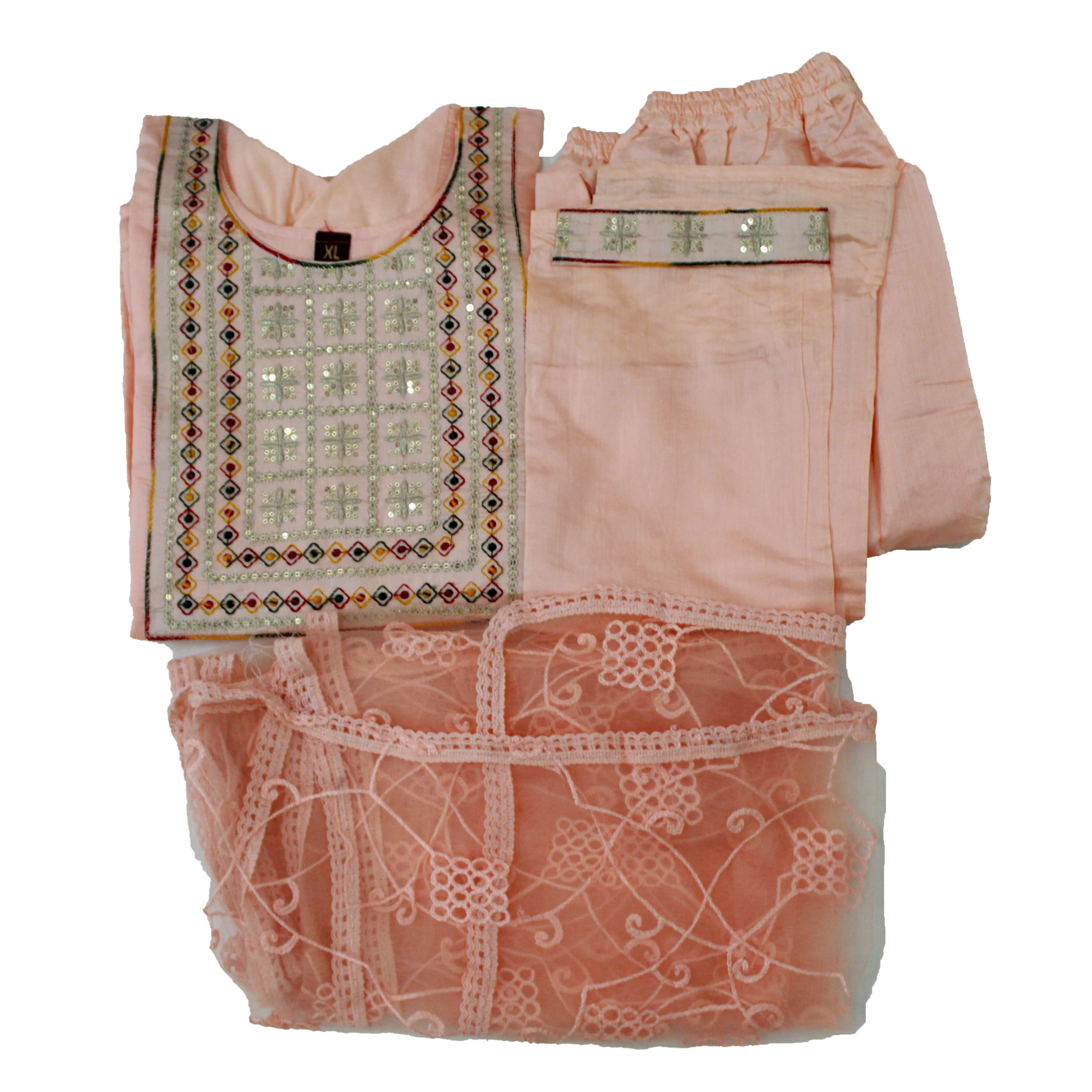 SILK PANT SET WITH DUPPATA DN-365 (XL)