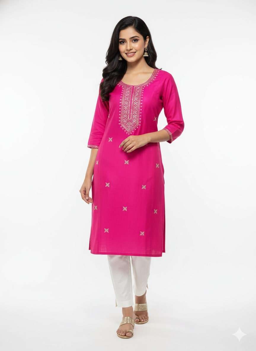 KURTI EMB PANEL SEQ PLAIN S
