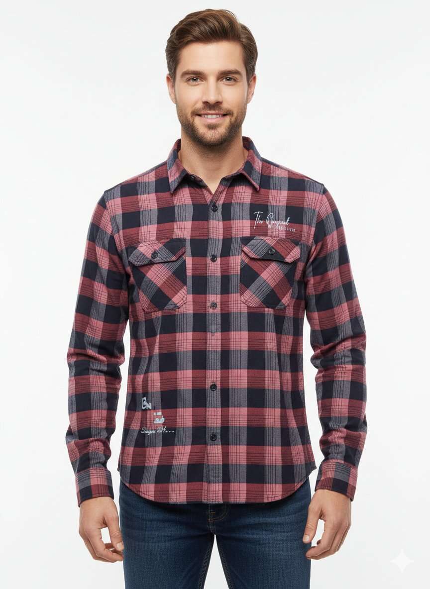 BOYS ZAAR FASHION TURTLE CHECK SHIRT (M/XL)