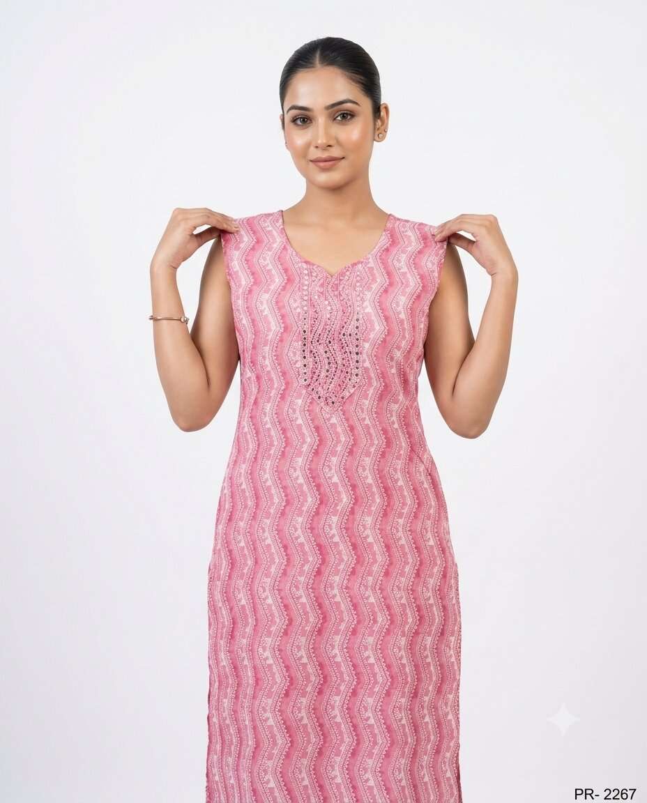 KURTI COTTON NECK SEQ S/L (XL)