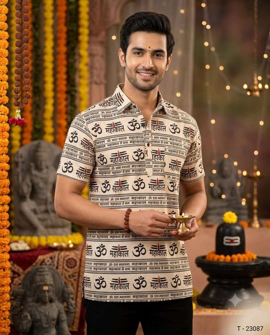 BOYS  PRINTED MAHAKAL KURTA DN-115 (M/XXL)