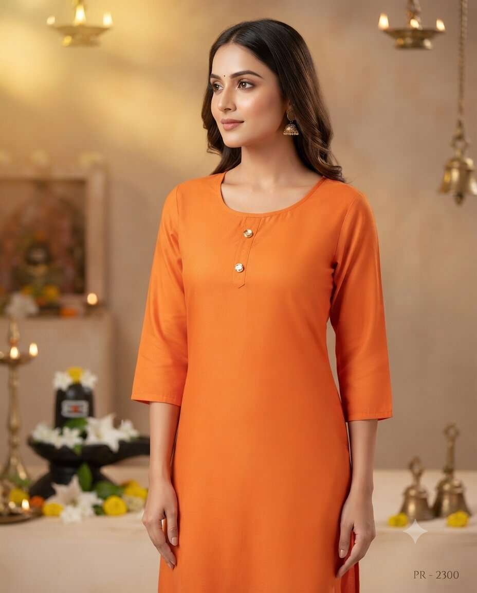 KURTI ORANGE NECK BTN PLAIN (XL)