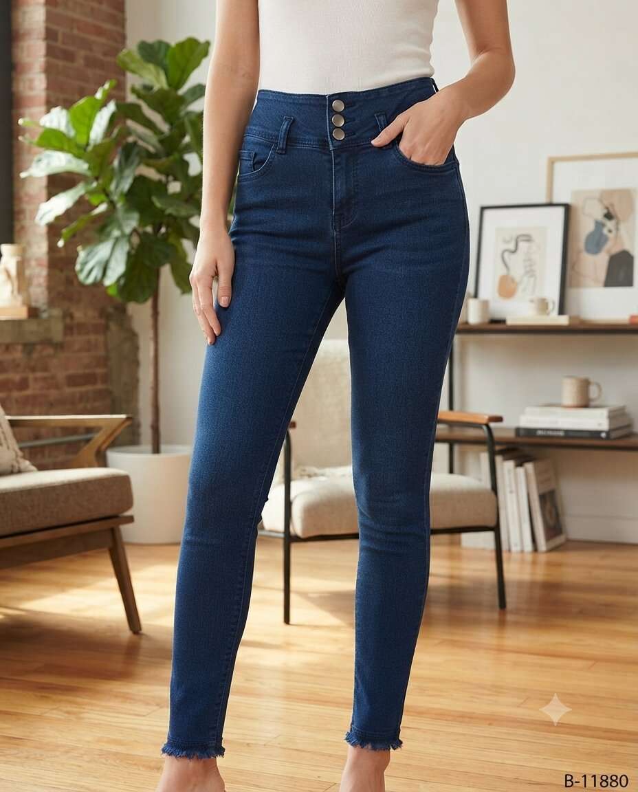 GIRLS 3 BTN DENIM JEANS  PLAIN (28/32)