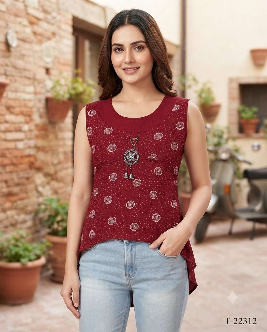 GIRLS RAYON FANCY TOP (S/M/L)