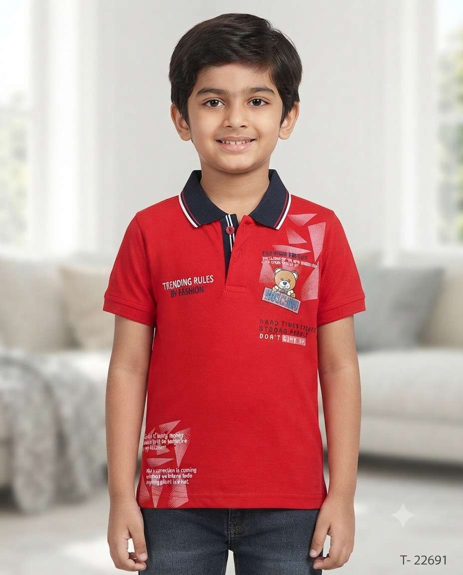 HEROPANTI BOYS FANCY PRINT GRS COLLAR T/S H/S (4/6)