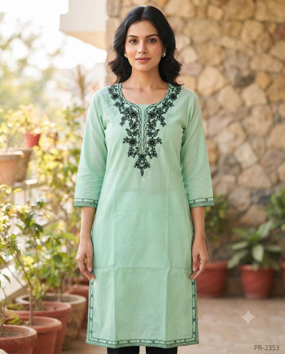 KURTI EMB SIDE LACE PLAIN XL