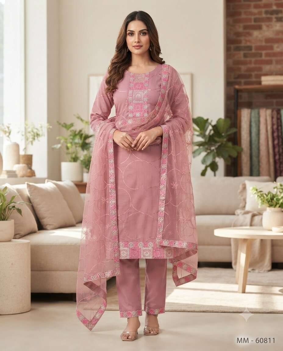 ROMAN 3 PCS SET WORK DUPATTA DN-755 (XL)