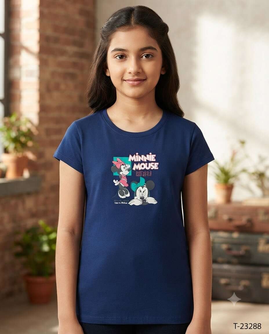 GIRLS PINK EYES FRONT BACK PRINT GRS TOP H/S (S/L)