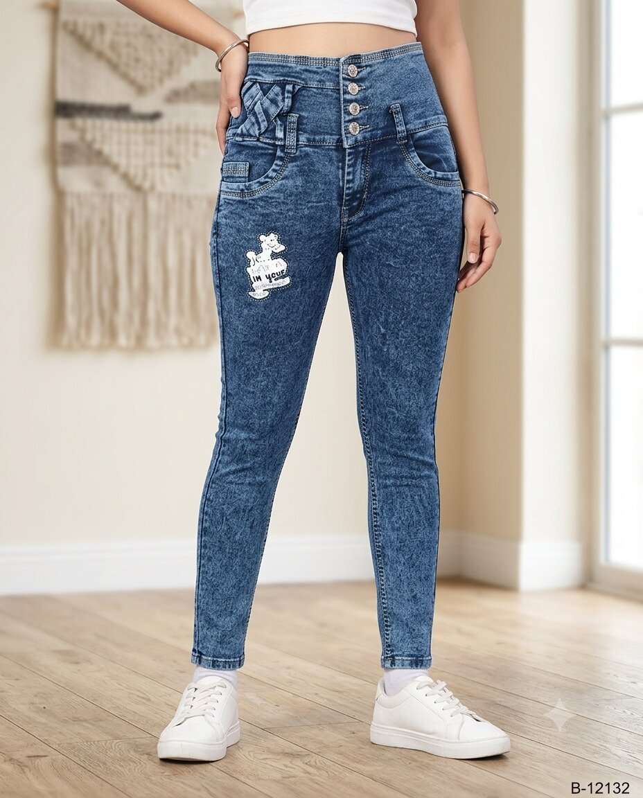 GIRLS TUFAN PRINT JEANS (32/40)