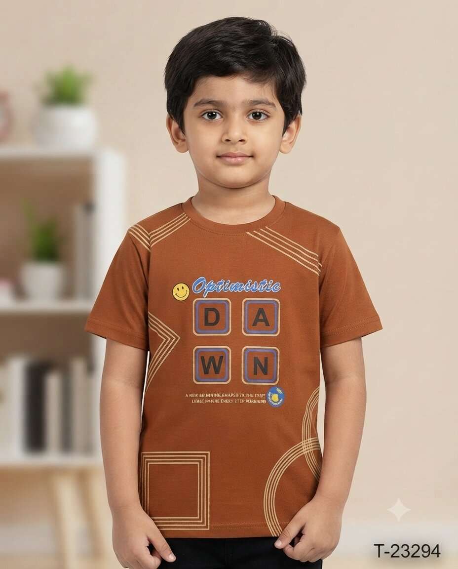 KIDS CHERRY COTTON TENCIL AL OVER PRINT H/S (32/34)